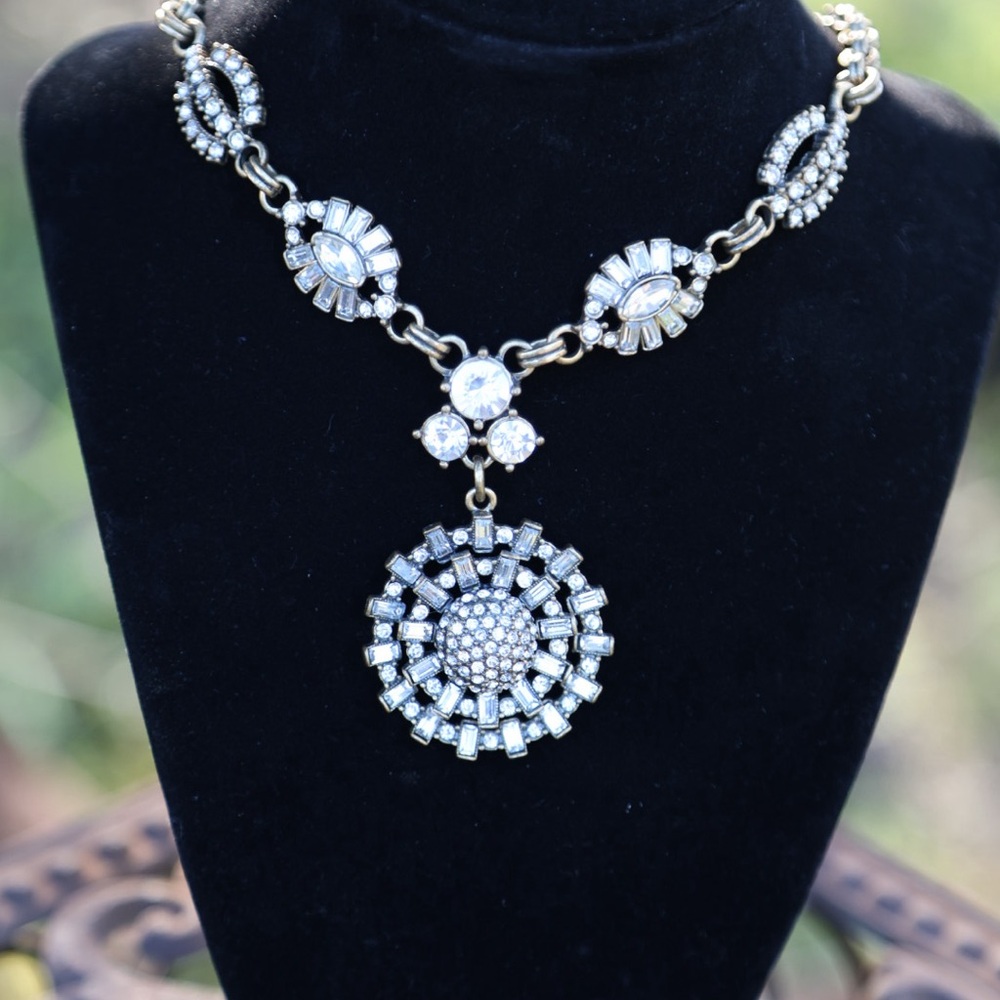 J. Crew Gold-Tone Crystal Sunburst Pendant Necklace